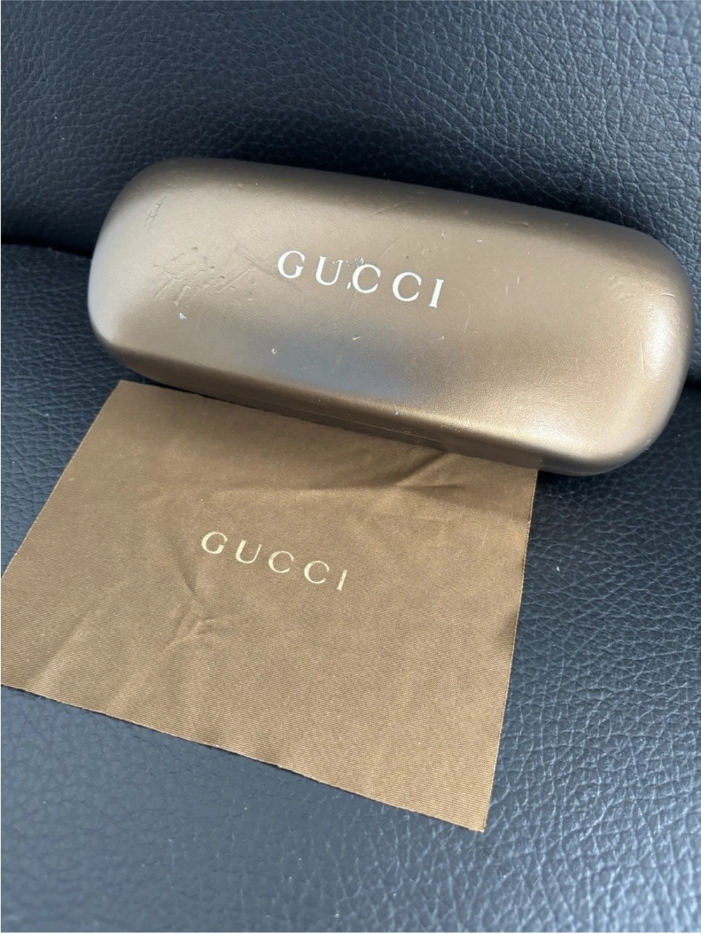 Gucci Brown Hard Sunglasses Case with Matching Cloth